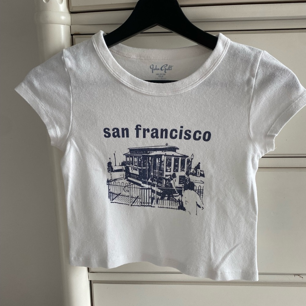 Brandy Melville White San Francisco Baby Tee